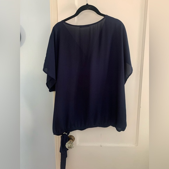 West Kei Ciyonna Faux Wrap Blouse in Navy - Picture 6 of 12